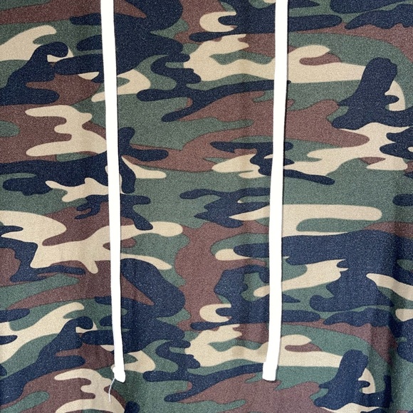 NWOT Love❤️Ari Army Fatigue Midi Hooded Dress W/Short Sleeves & Piping SZ 1X - Picture 3 of 6